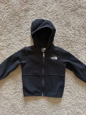 The North Face Kids' Black Hooded Fleece Jacket size 12-18 months